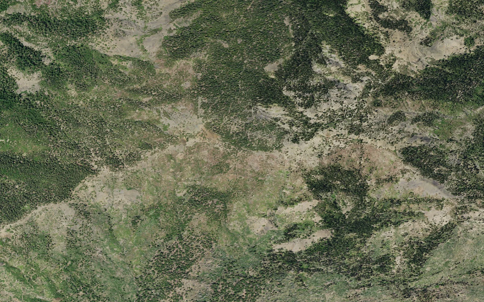 Aerial view centered on Hotel Camp Trail Backcountry Area camp area