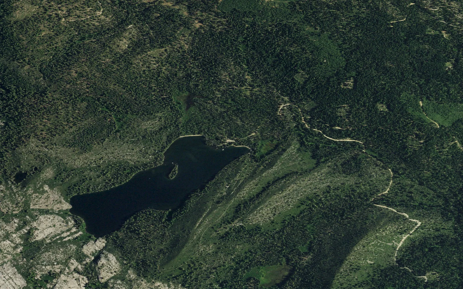 Aerial view centered on Gold Lake Trailhead