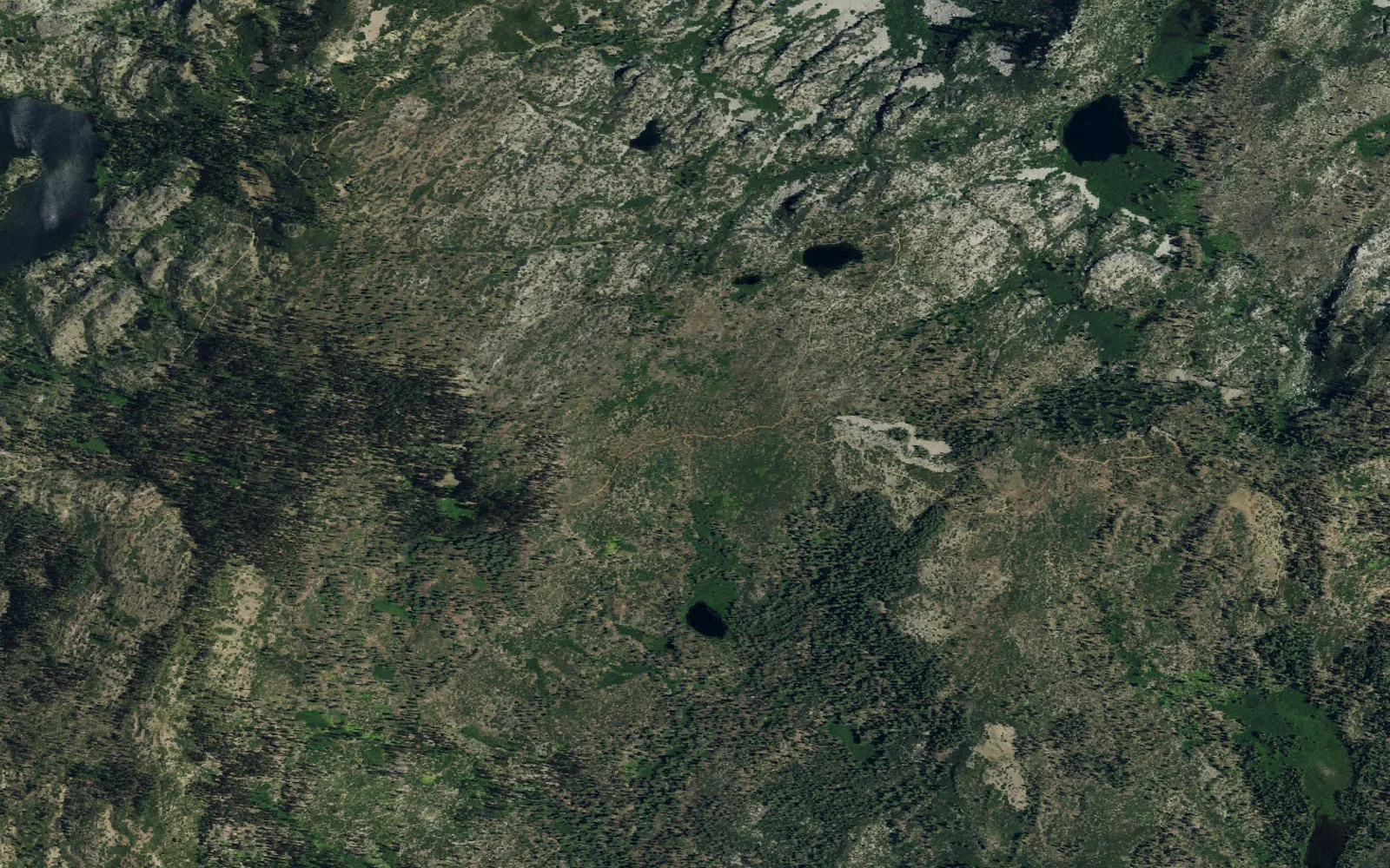 Aerial view centered on Mud Lake Trailhead