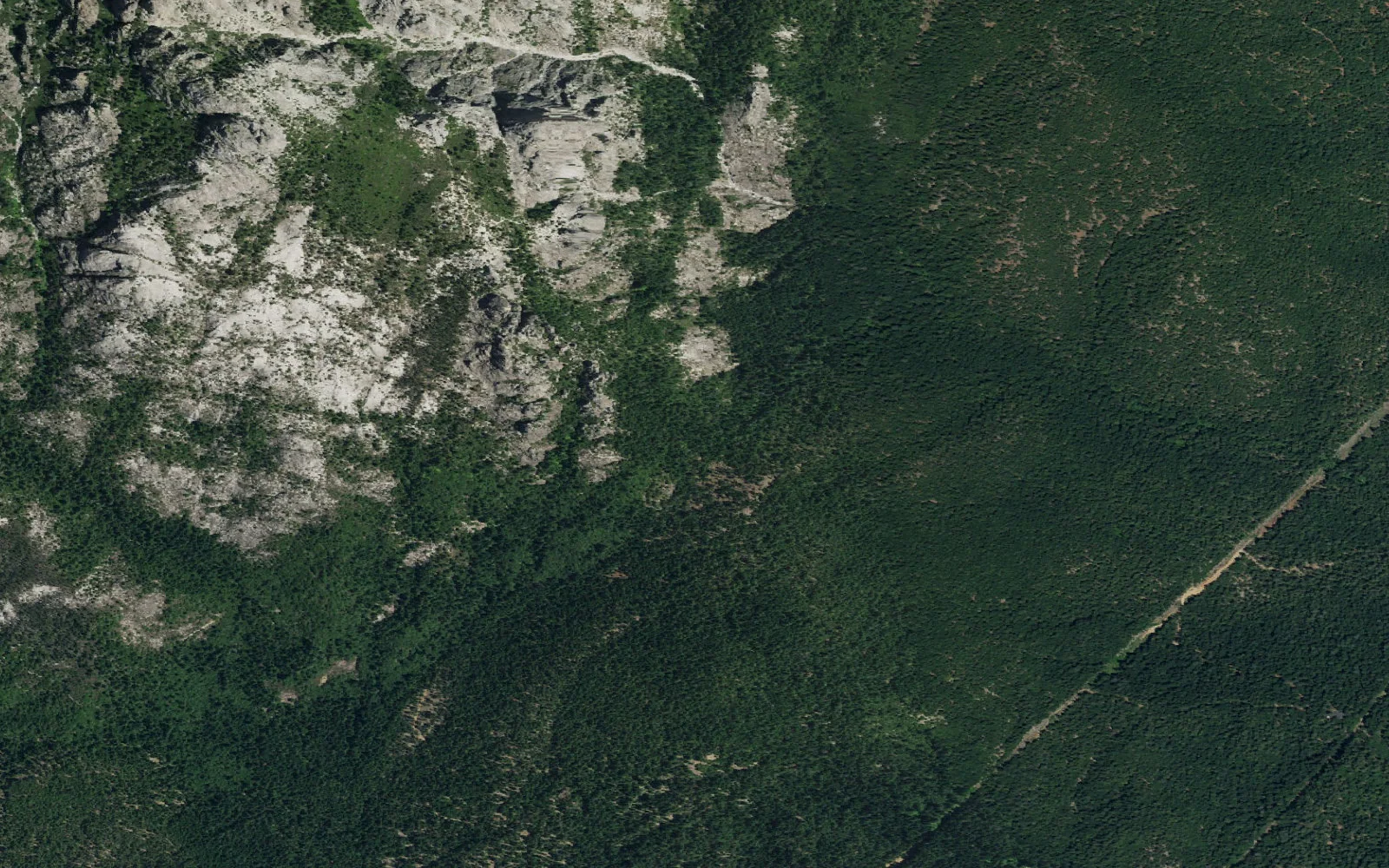 Aerial view centered on Castle Dome Trailhead