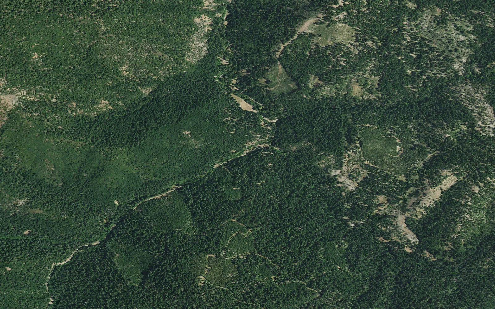 Aerial view centered on Upper Chanchelulla Trailhead
