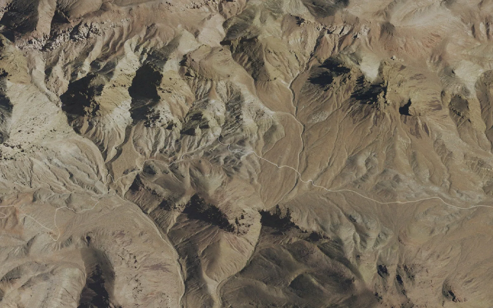 Aerial view centered on Titanothere Canyon Route Access