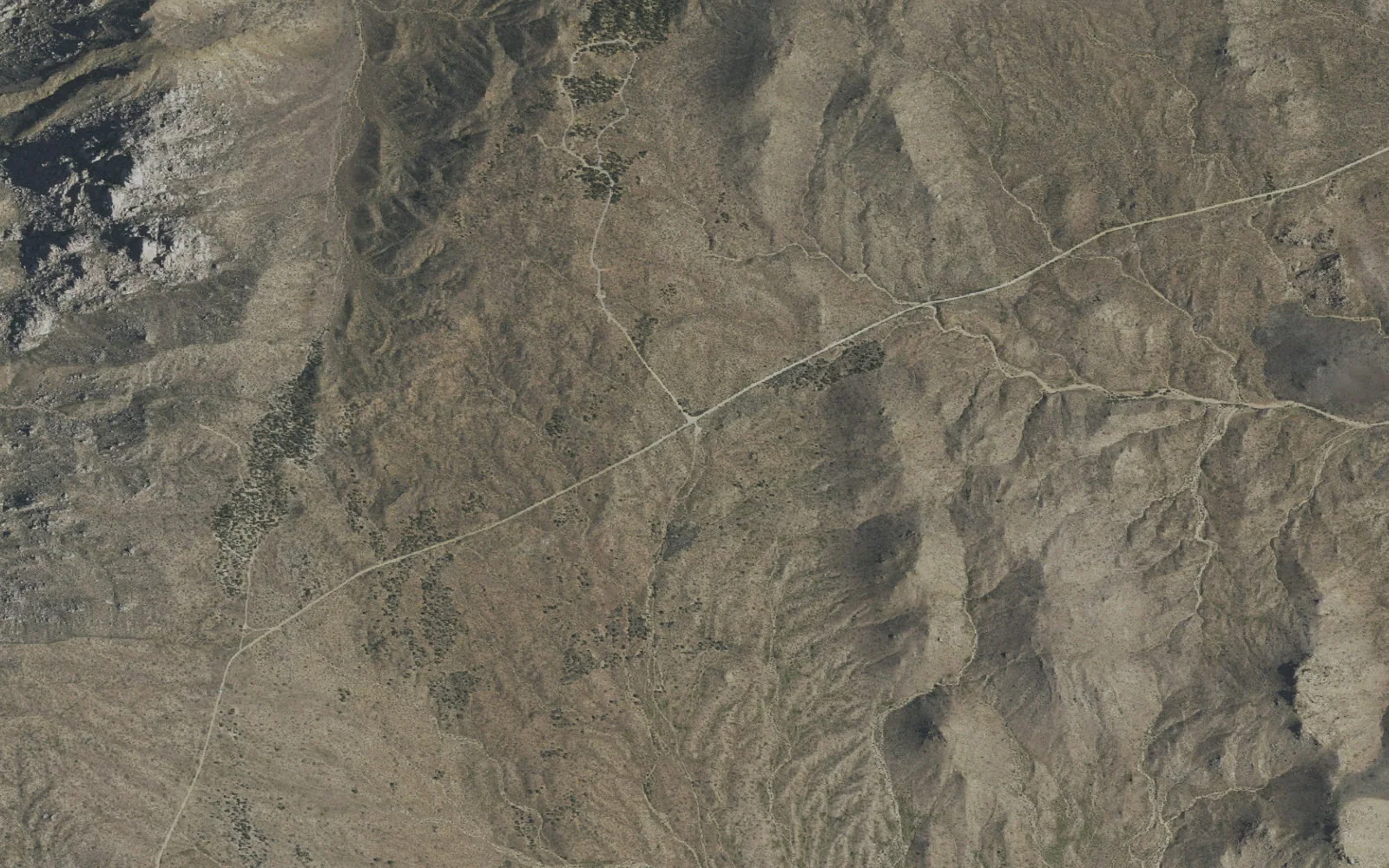 Aerial view centered on Mid Hills Trailhead