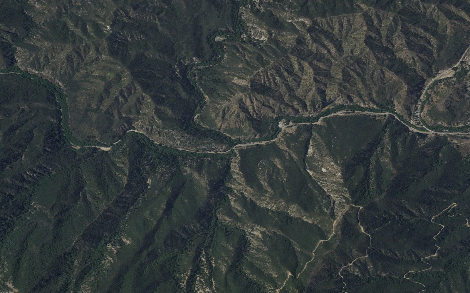 Aerial view centered on Bear Creek South Trailhead