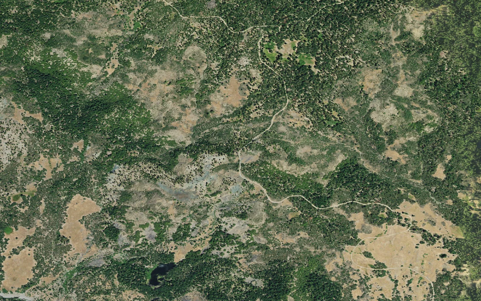 Aerial view centered on Asa Bean Trailhead