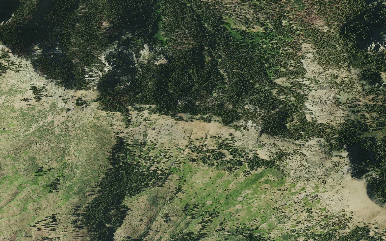 Aerial view centered on North Yolla Bolly Trailhead