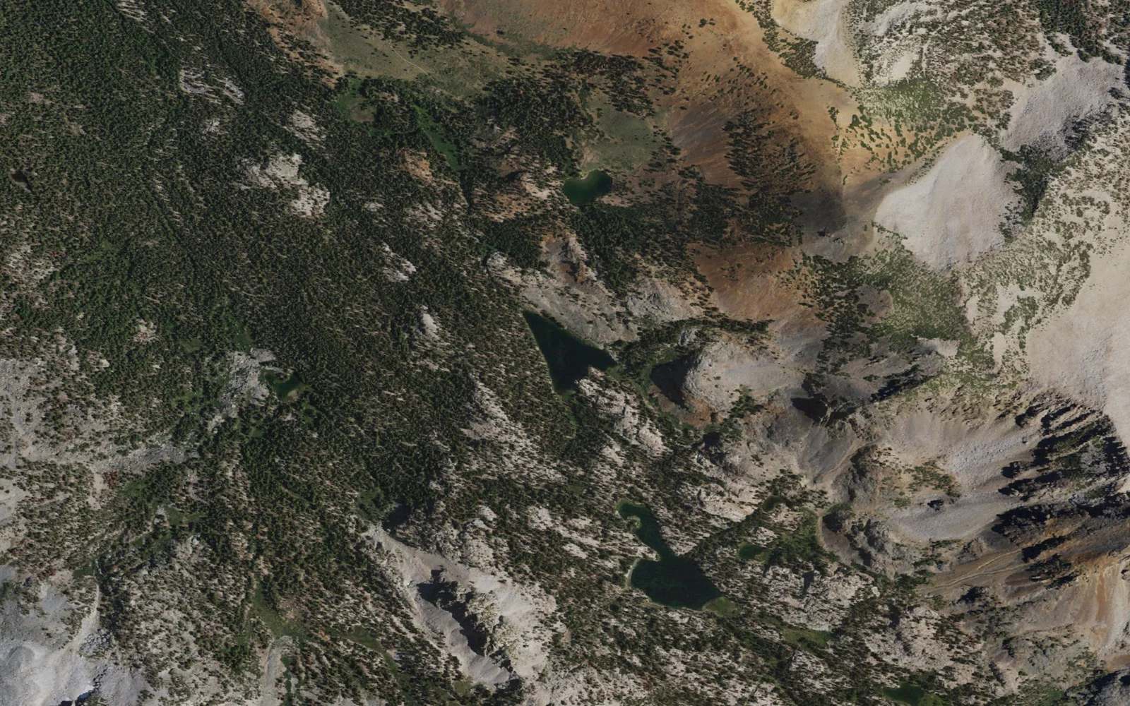Aerial view centered on Arrowhead Lake on the Duck Pass network