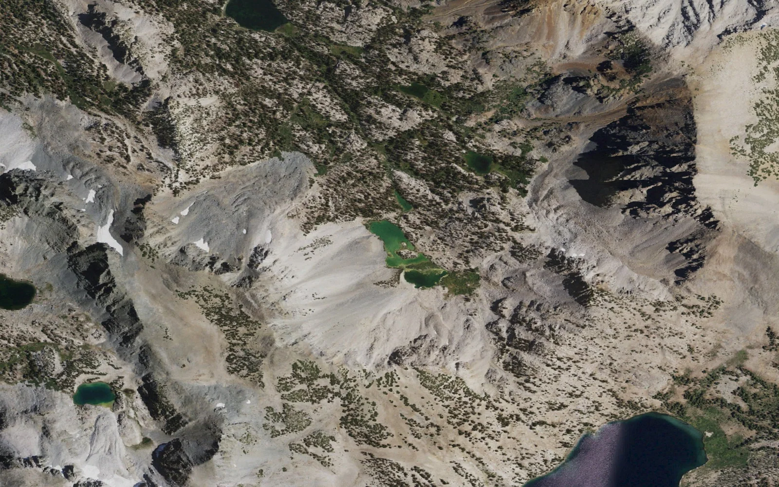 Aerial view centered on Barney Lake on the Duck Pass network