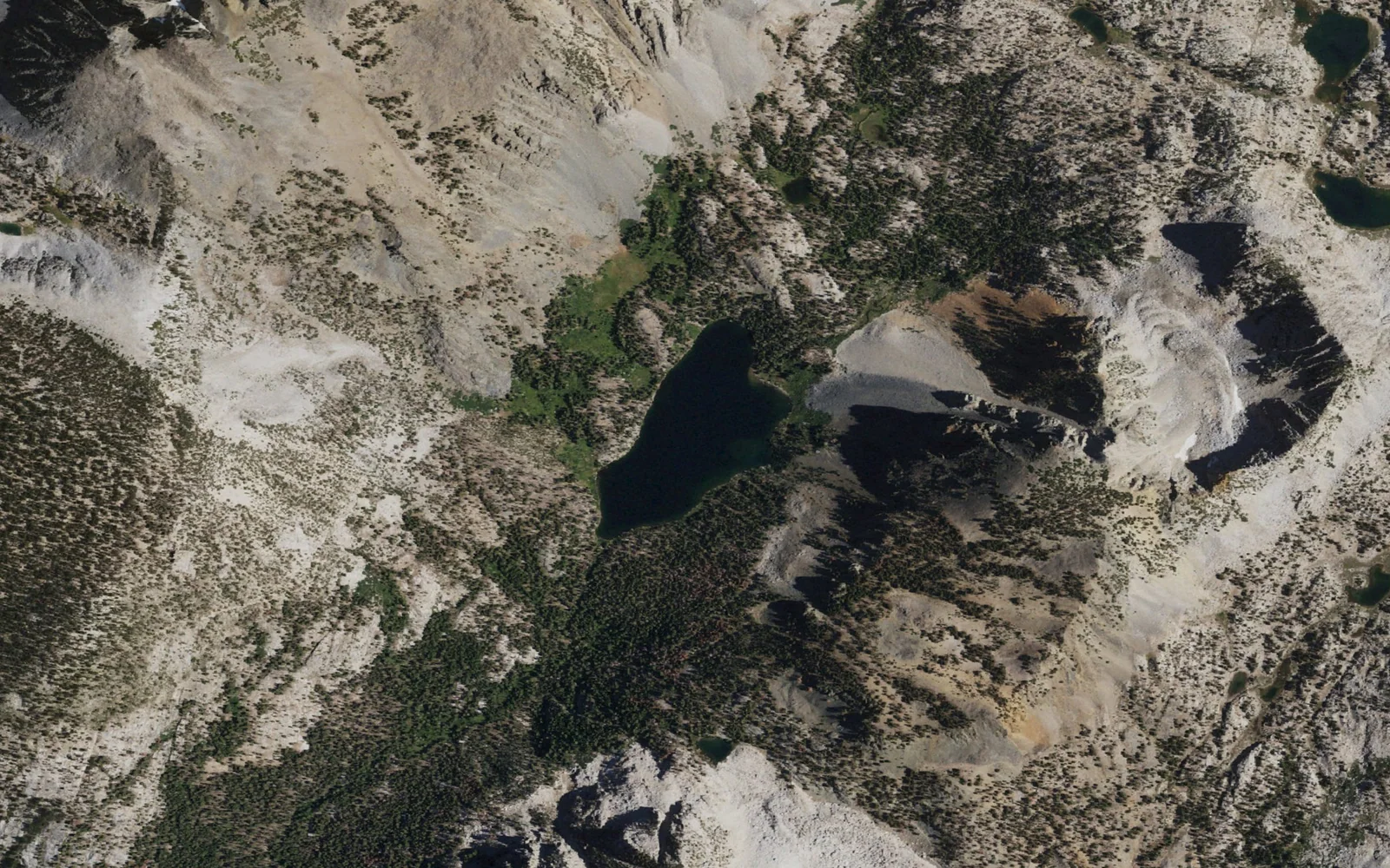 Aerial view centered on Purple Lake