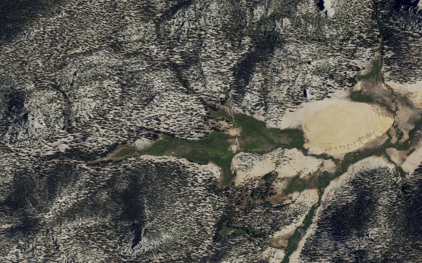 Aerial view centered on Bullfrog Meadow