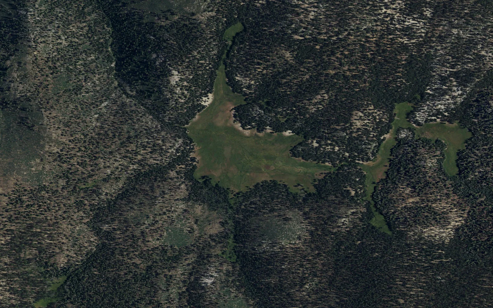 Aerial view centered on Casa Vieja Meadows
