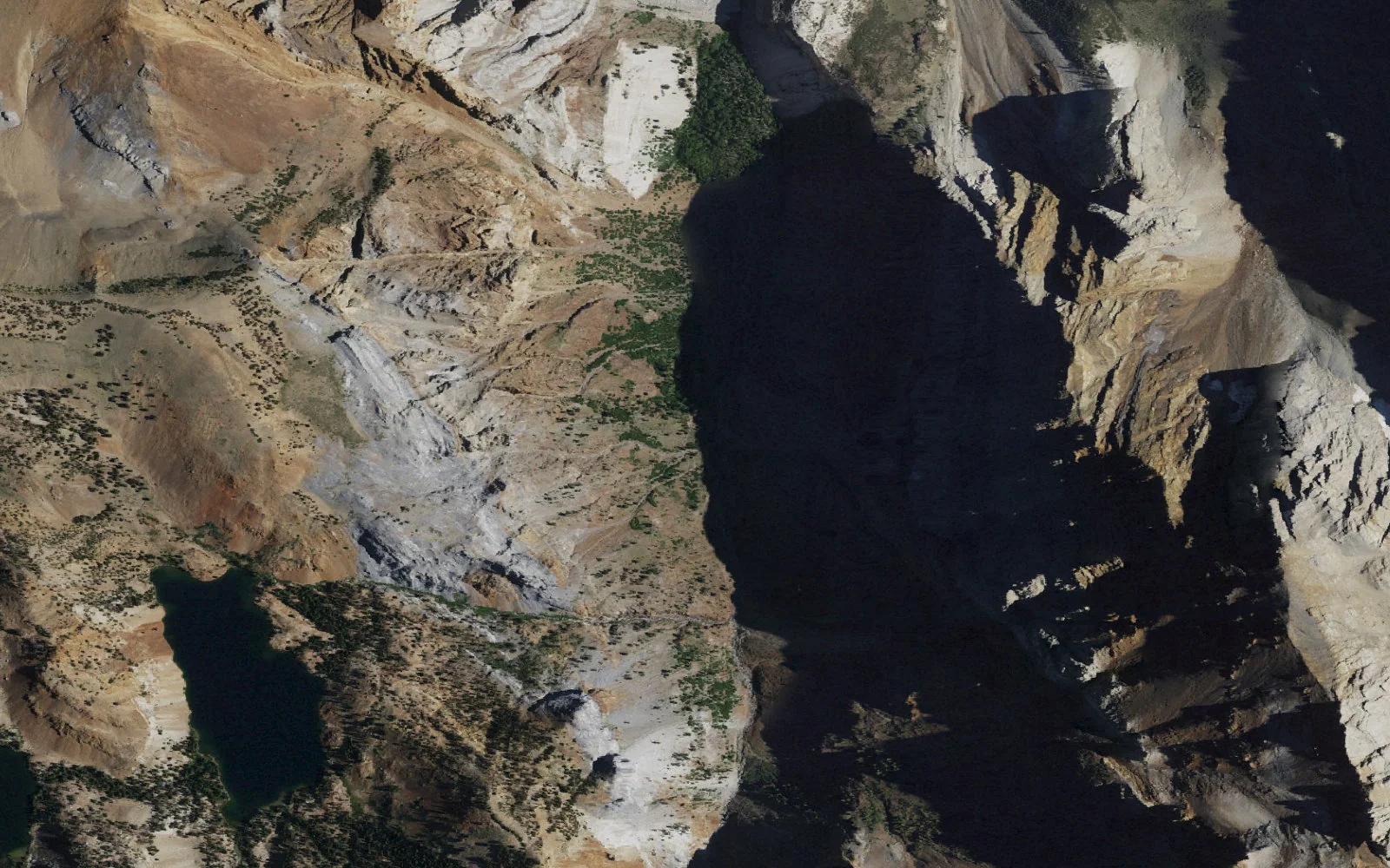 Aerial view centered on Convict Creek upper corridor