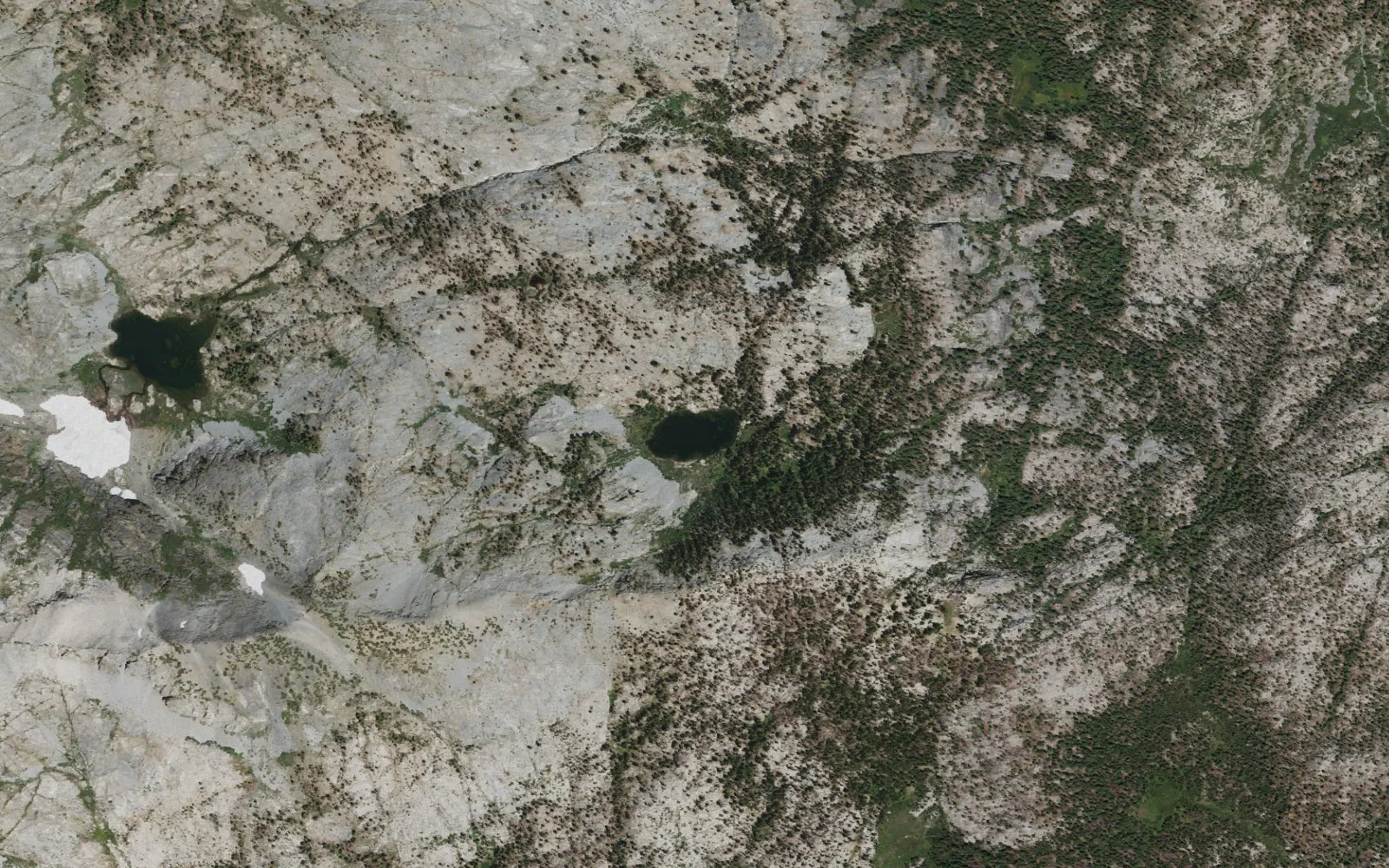 Aerial view centered on Fern Lake