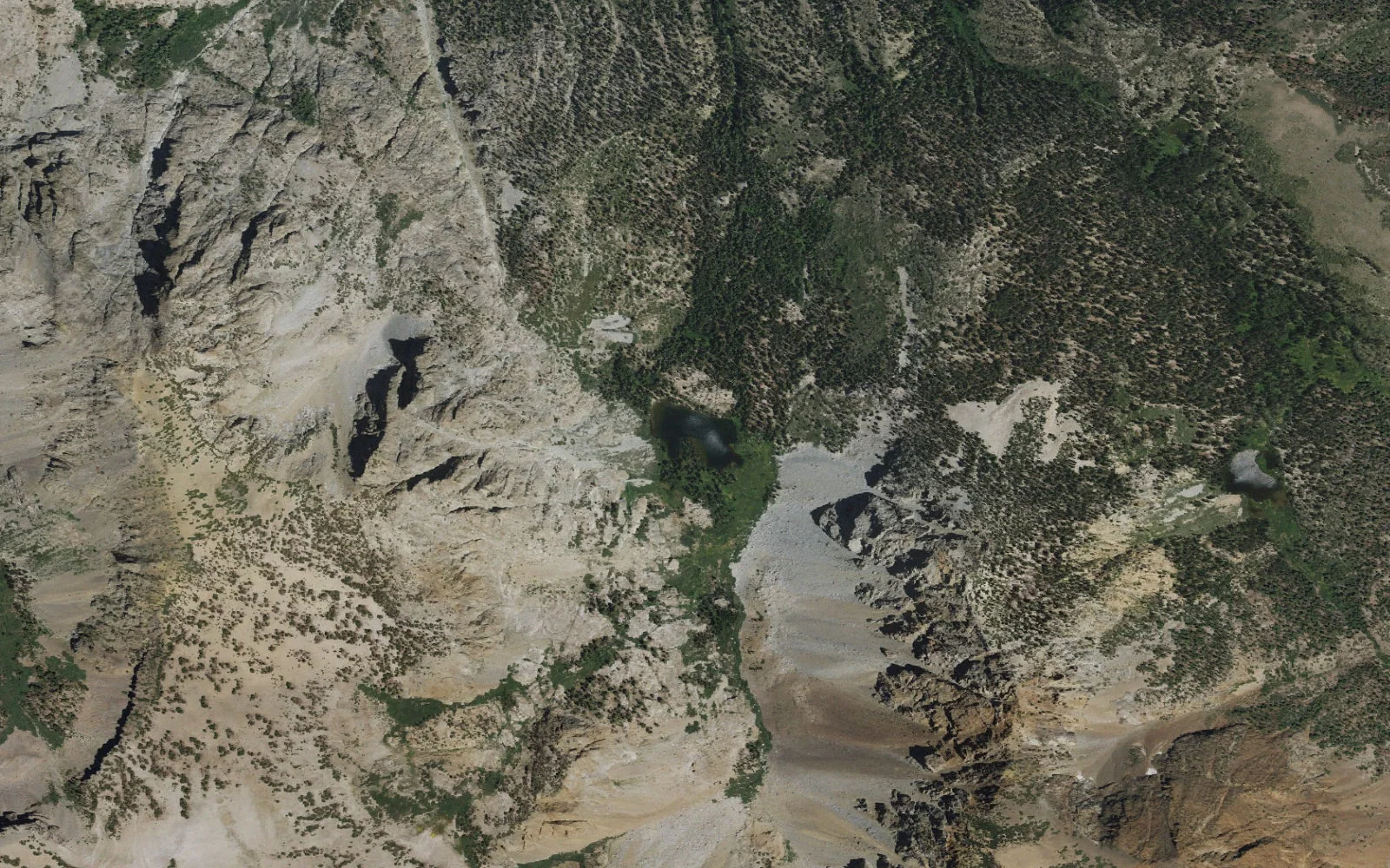 Aerial view centered on Fern Lake