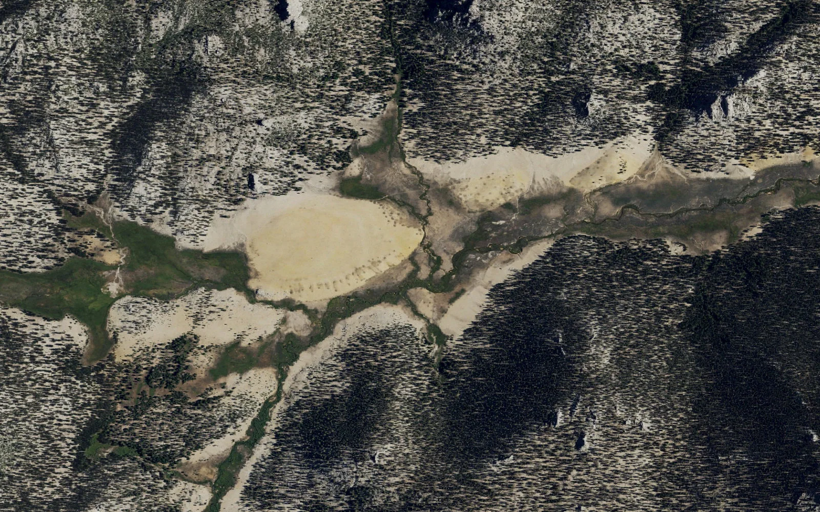 Aerial view centered on Mulkey Meadows