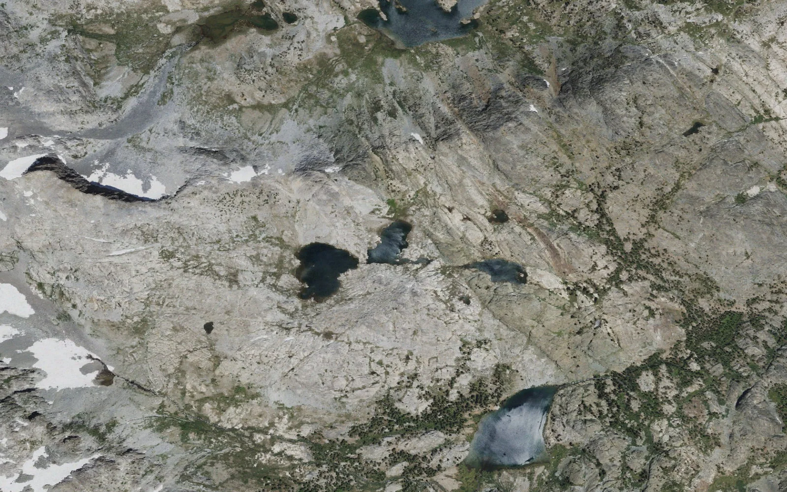 Aerial view centered on Nydiver Lakes