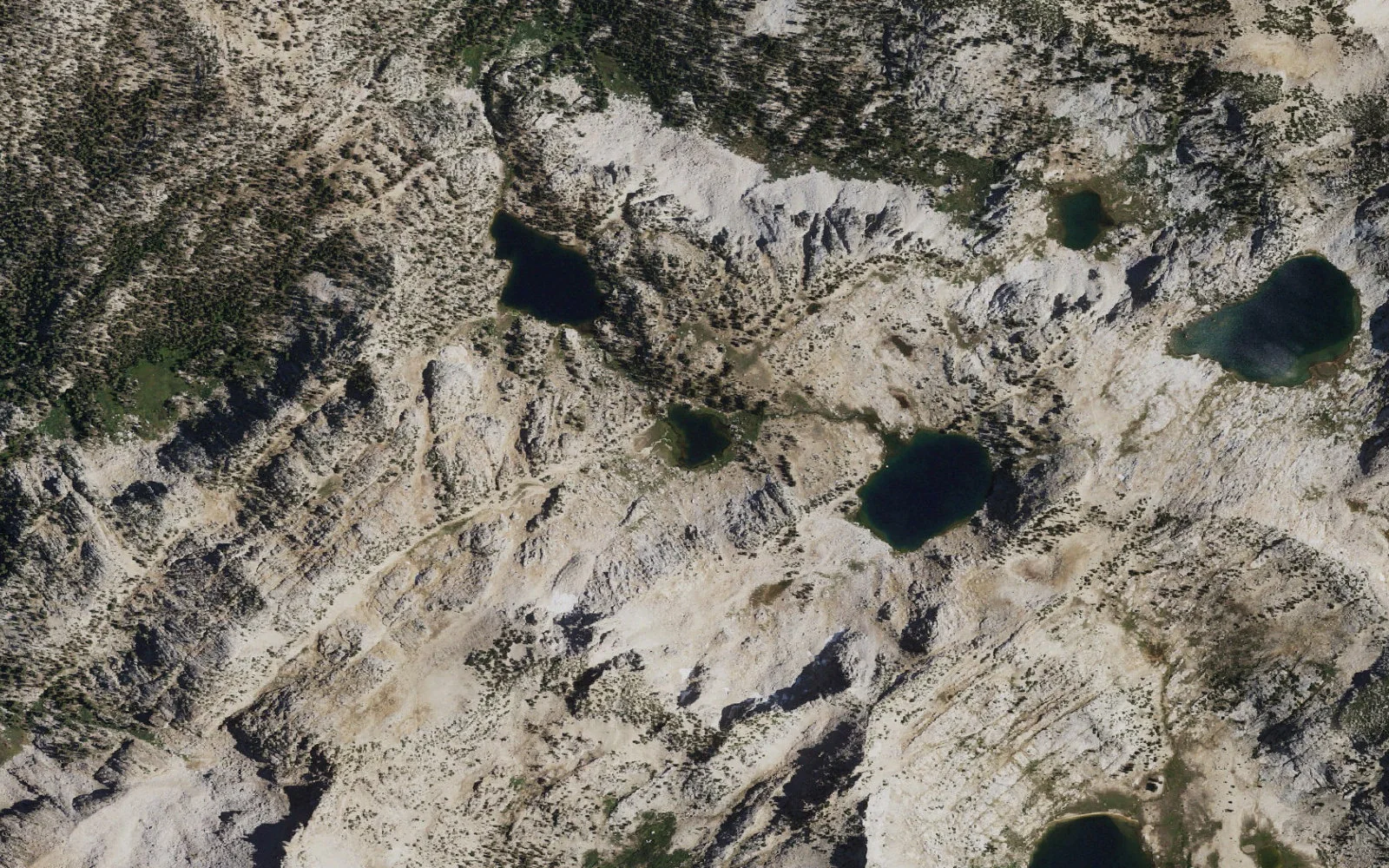 Aerial view centered on Papoose Lake