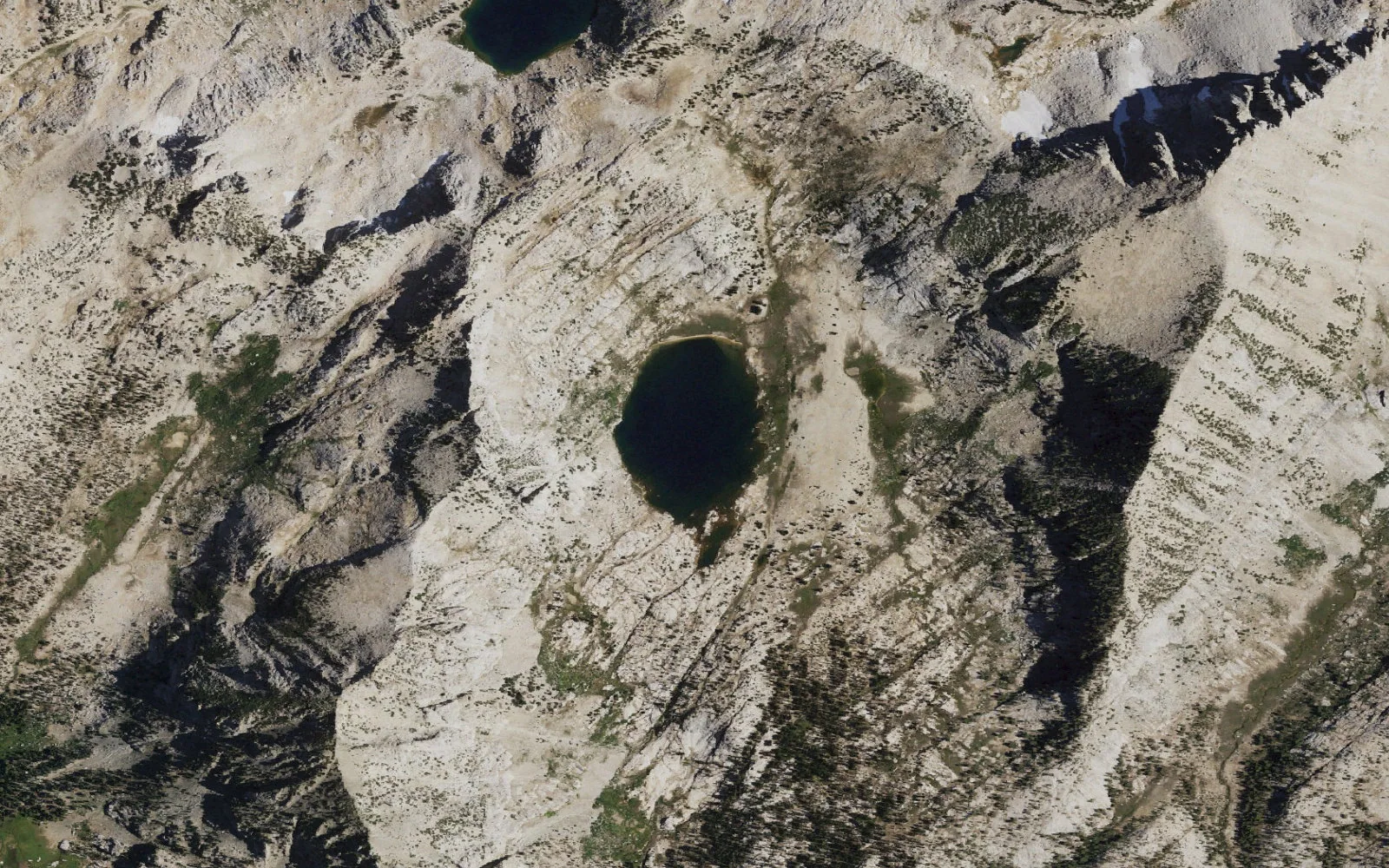 Aerial view centered on Silver Pass Lake