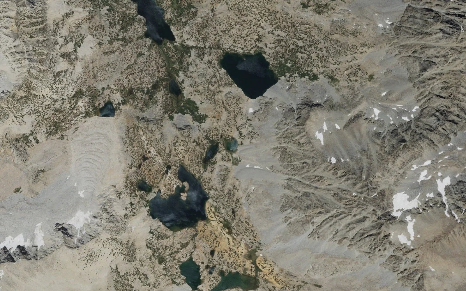 Aerial view centered on Timberline Tarns