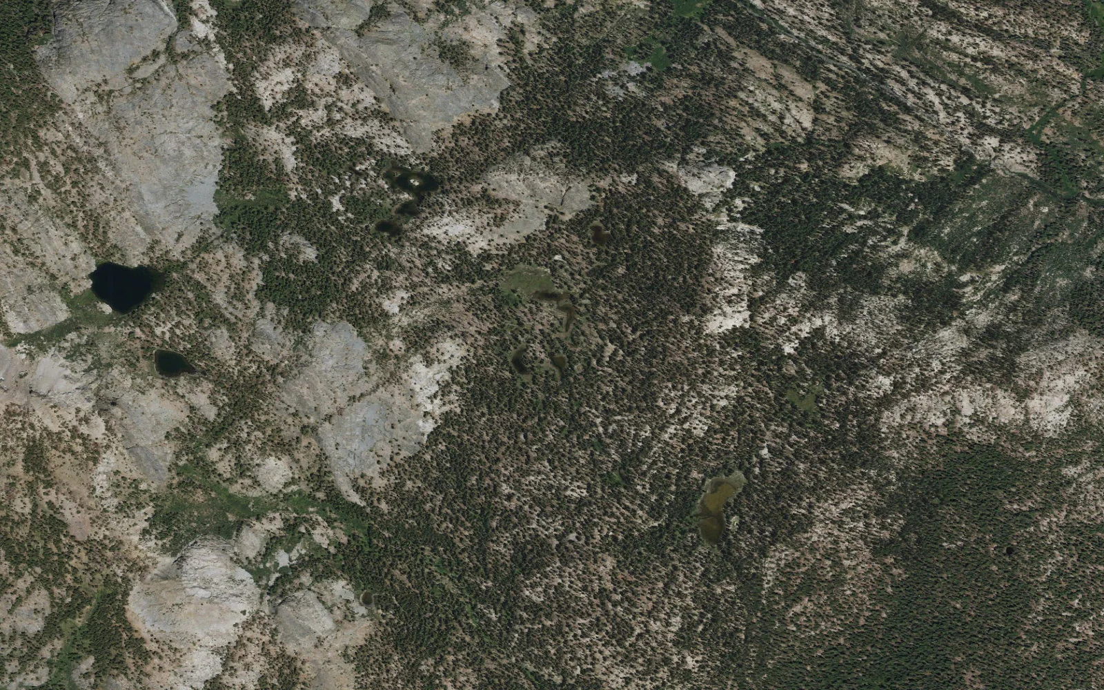 Aerial view centered on Trinity Lakes