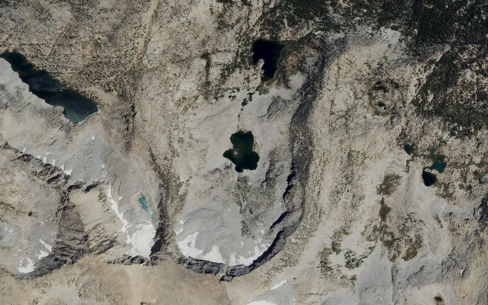 Aerial view centered on Upper Honeymoon Lake