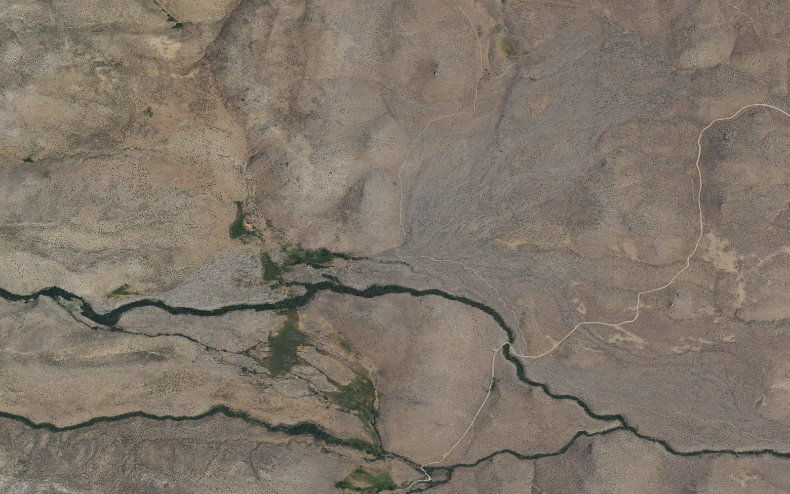 Aerial view centered on Birch Lake Trailhead