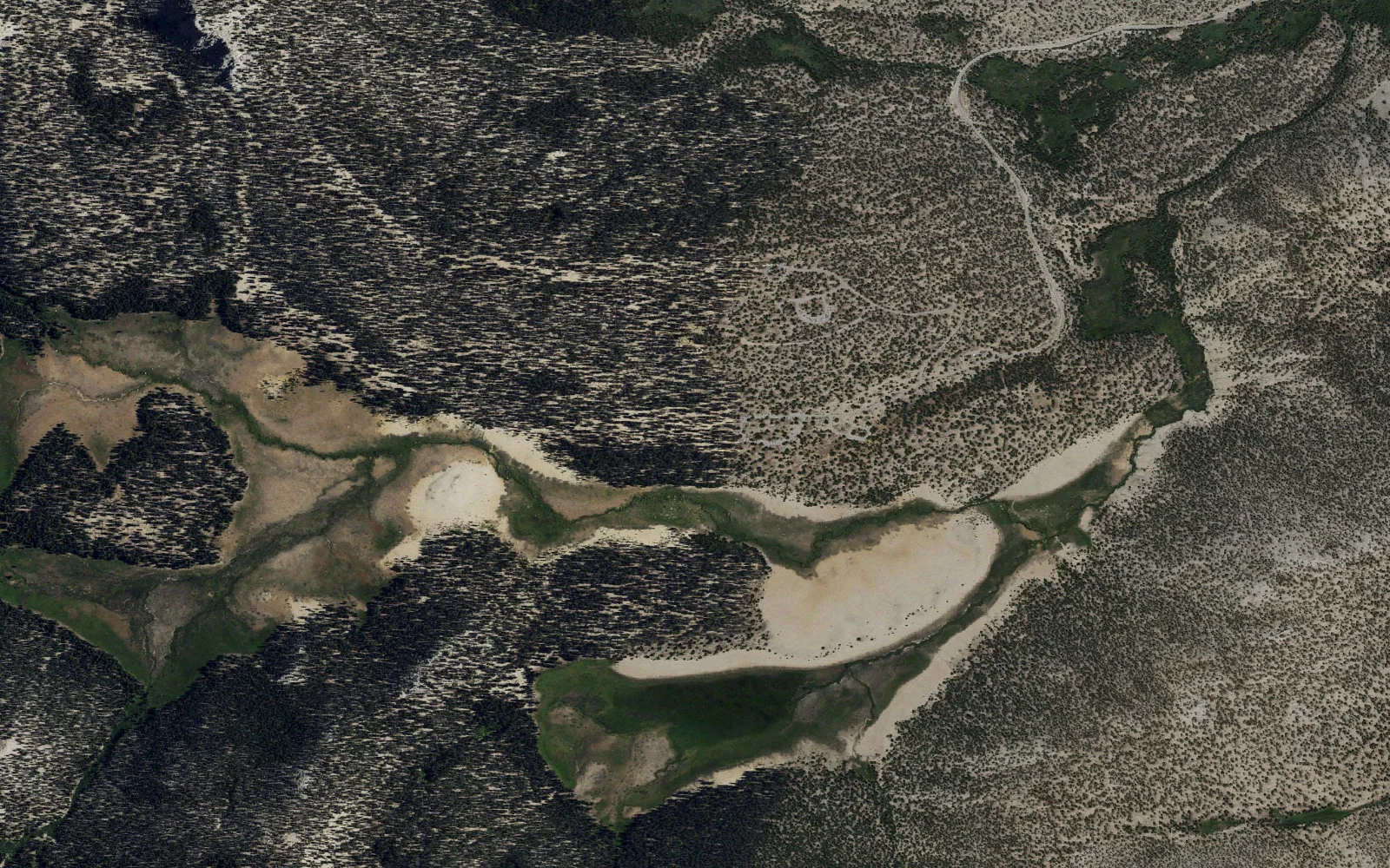 Aerial view centered on Cottonwood Pass Trailhead