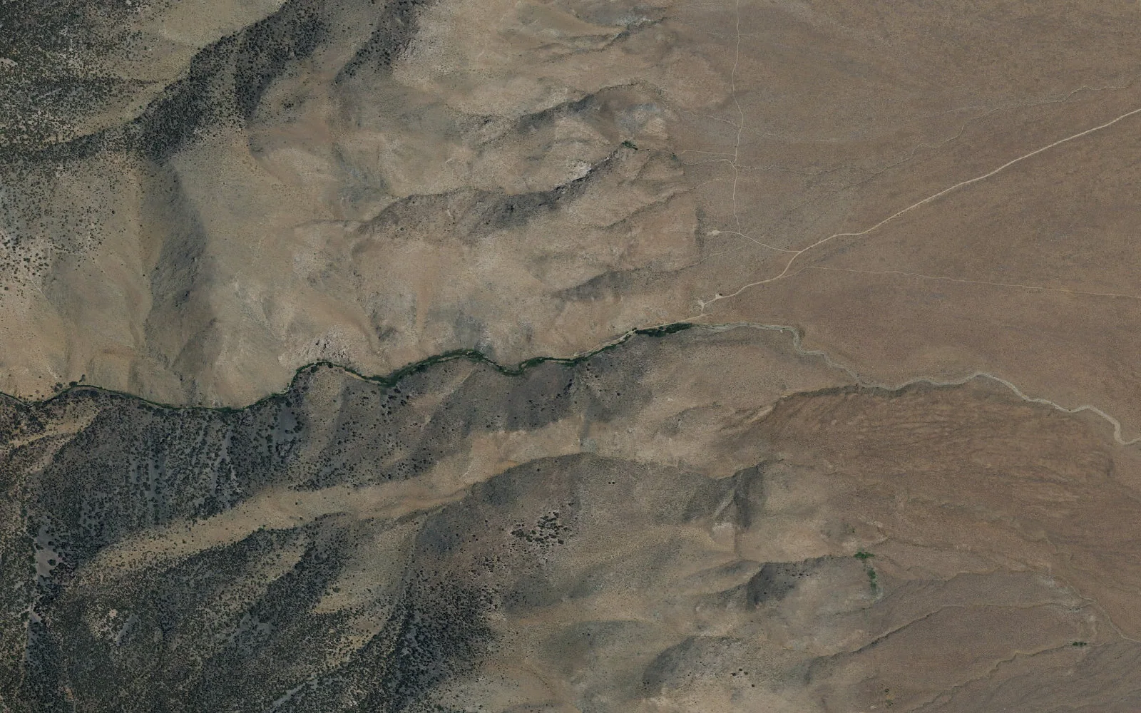 Aerial view centered on Haiwee Pass Trailhead