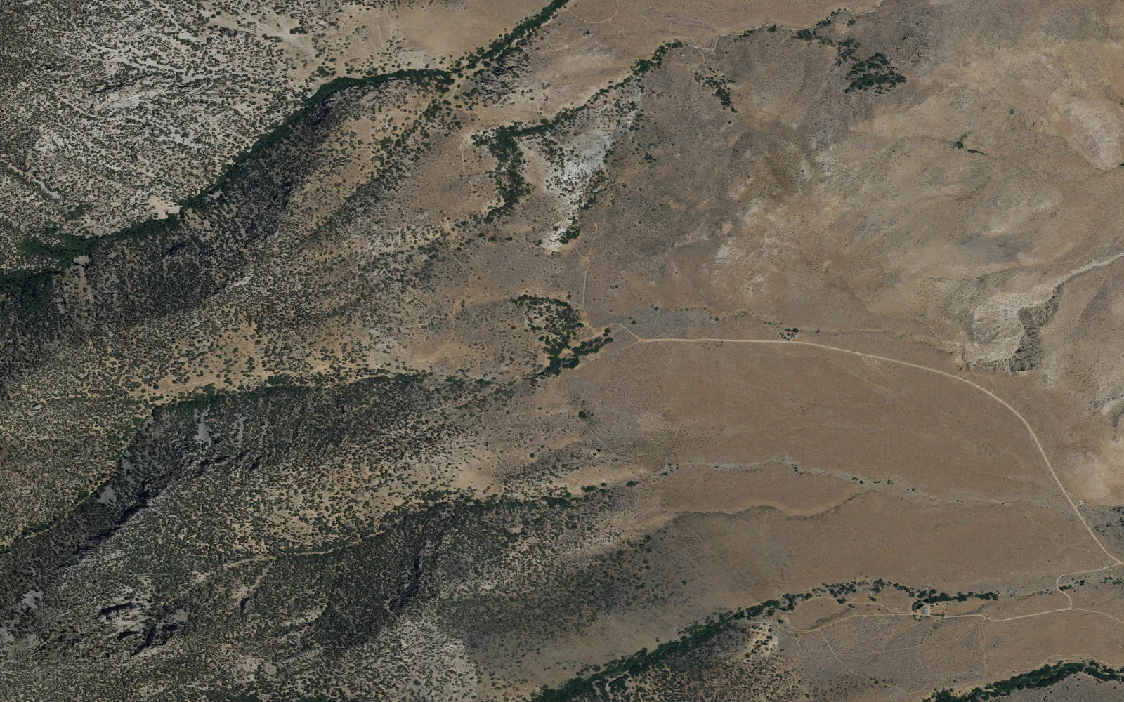 Aerial view centered on Olancha Pass Trailhead
