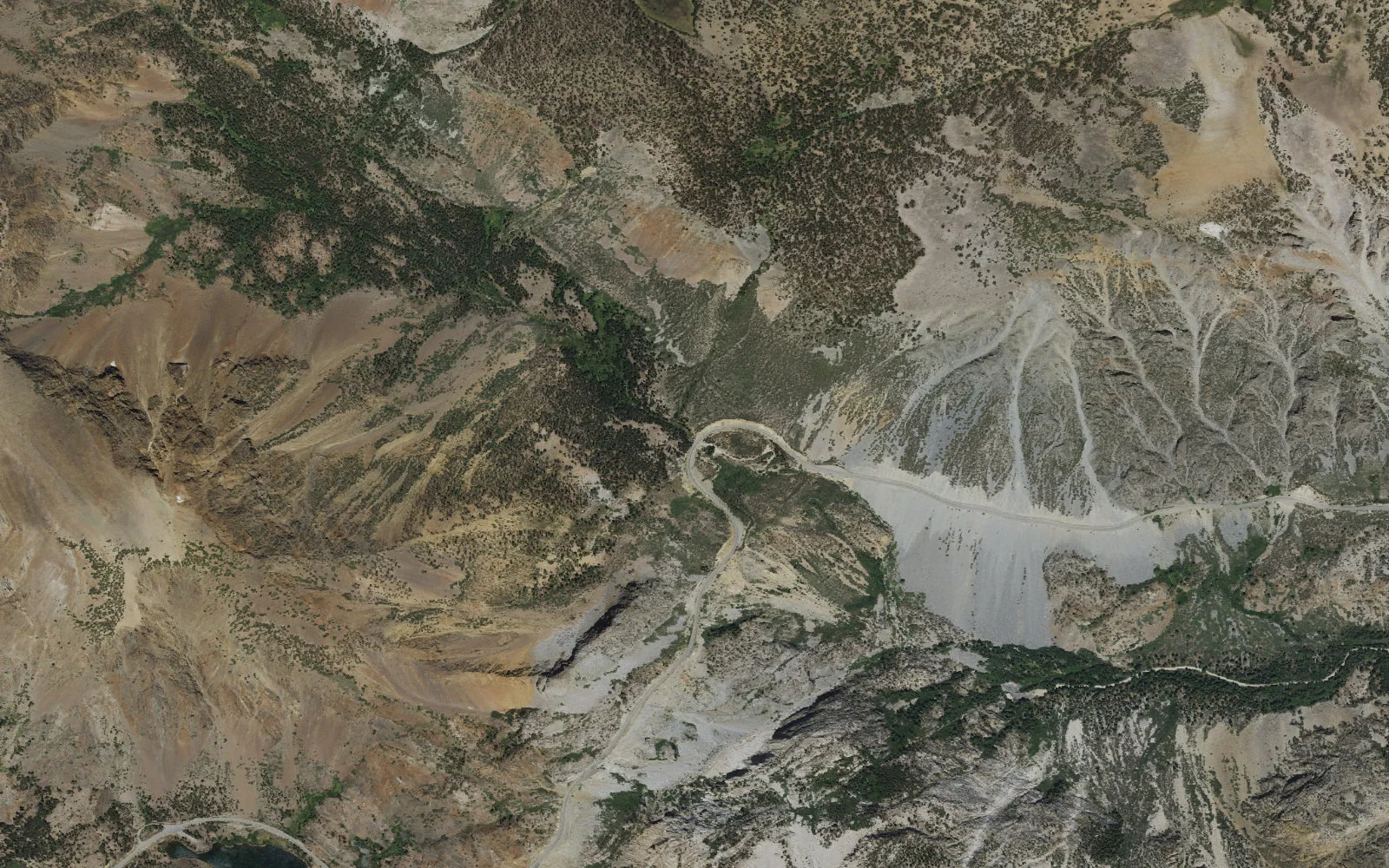 Aerial view centered on Warren Fork Trailhead