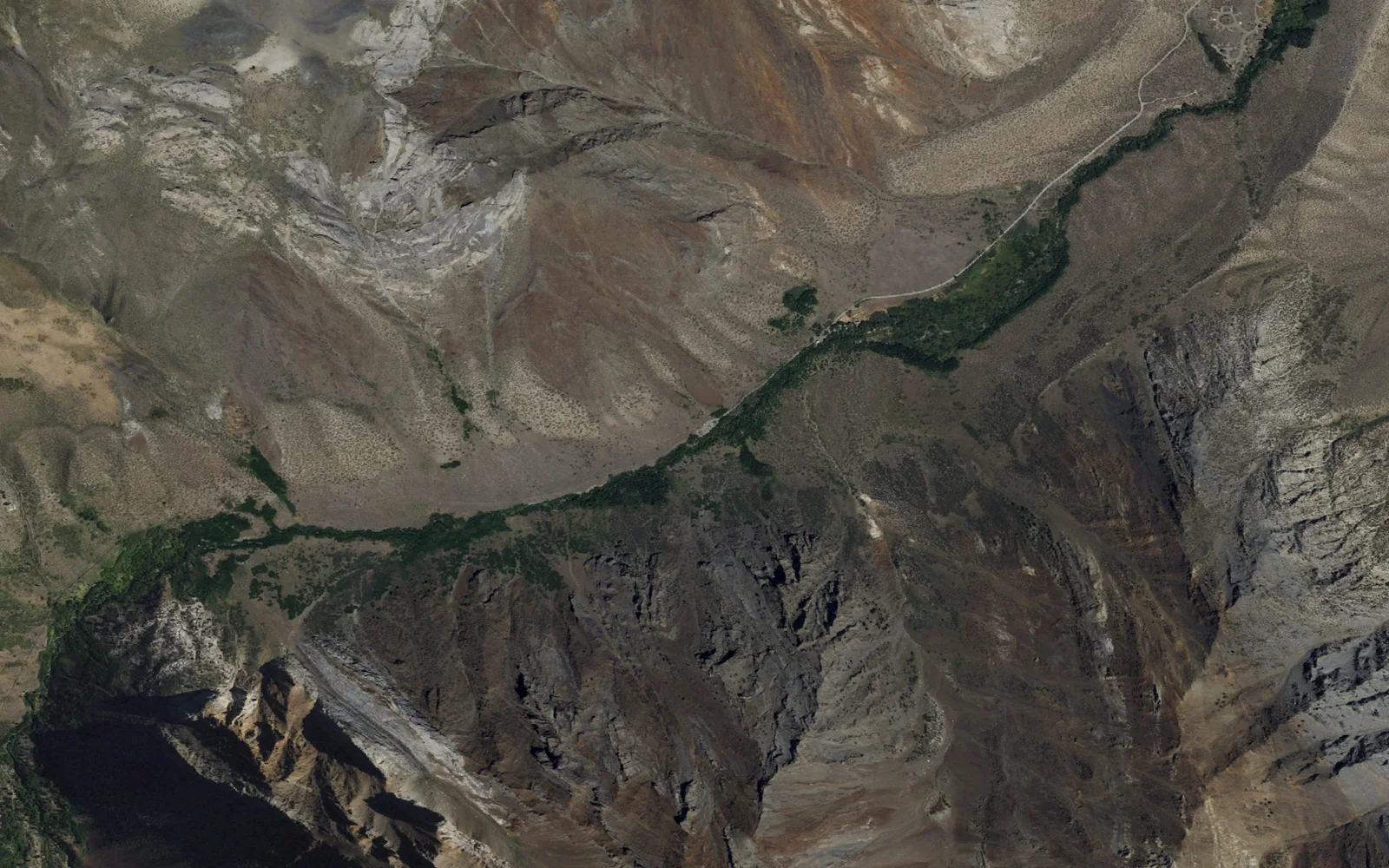 Aerial view centered on McGee Creek Trailhead